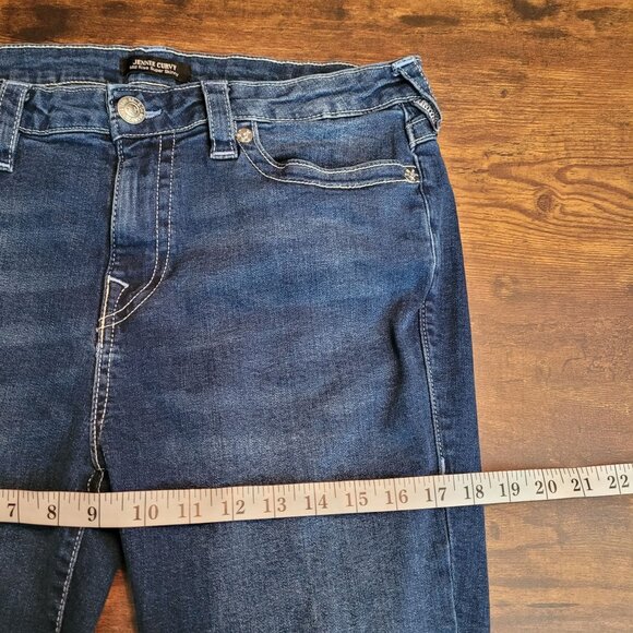 True Religion Jeans Womens 32 Jennie Curvy Mid Rise Skinny Button Flap Dark Wash - Picture 8 of 11